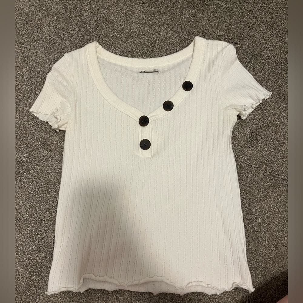 American Eagle Button White Top